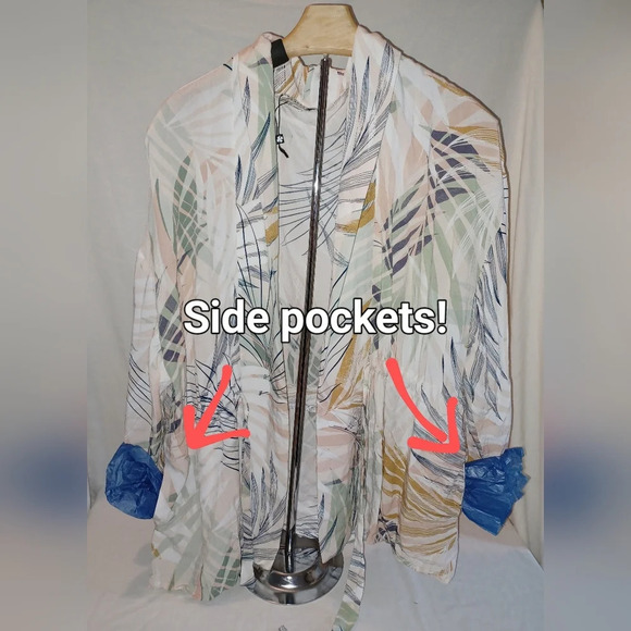 A Molly Bracken Palm Beach Tie Jacket Blouse Kimono - Picture 4 of 4